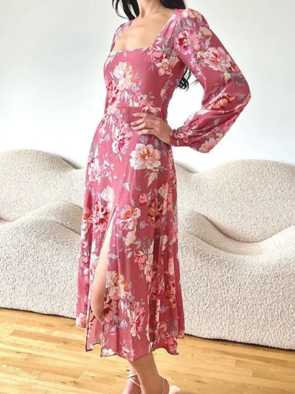 Yumi Kim x Free People Marlo Floral Midi Dress in Pink Rose